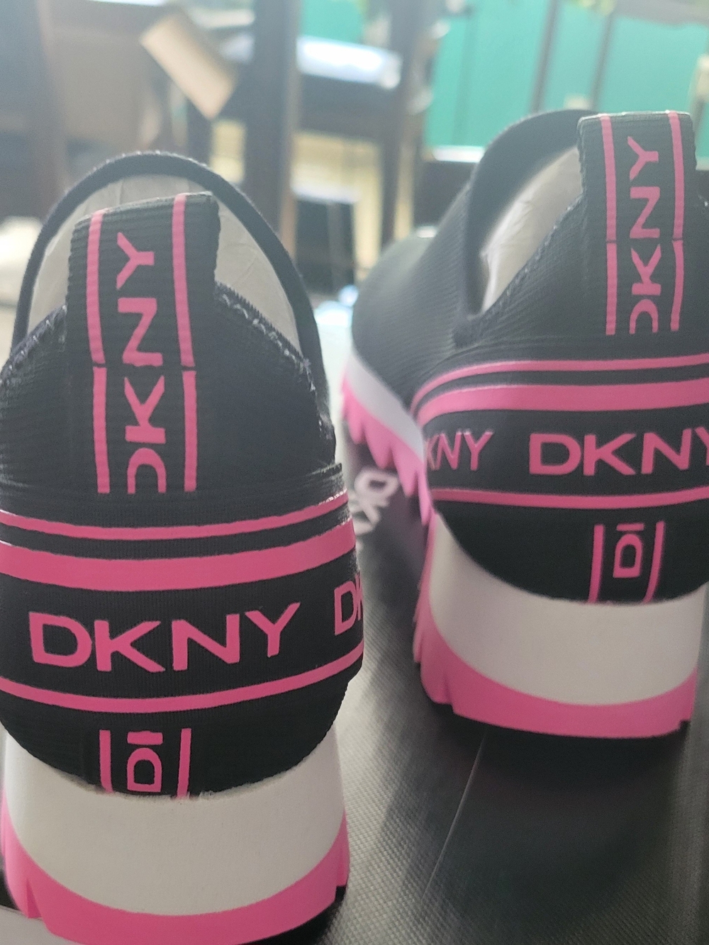DKNY Women's Black and Pink Slip-On Lightweight Sneaker - Picture 3 of 5